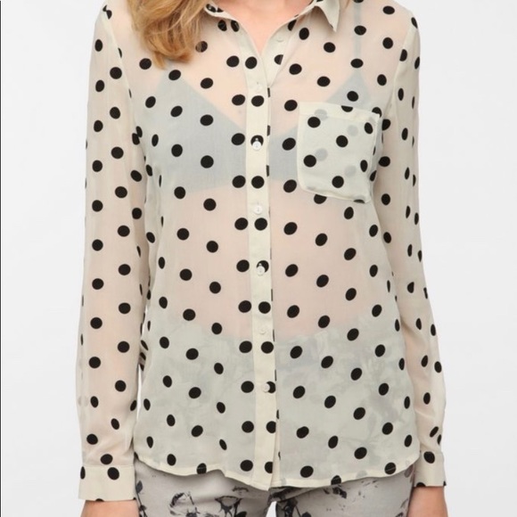 Pins and Needles Polka Dot button down shirt! - Picture 1 of 4